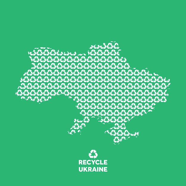 Carte De L'ukraine Faite à Partir Du Concept Environnemental De Symbole De Recyclage