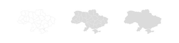 Carte De L'ukraine Sertie D'icône De Vecteur De Contour De Pays Europe Régions