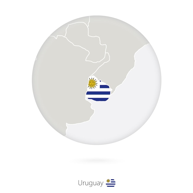 Carte De L'uruguay Et Drapeau National Dans Un Cercle Contour De Carte De L'uruguay Avec Drapeau Illustration Vectorielle