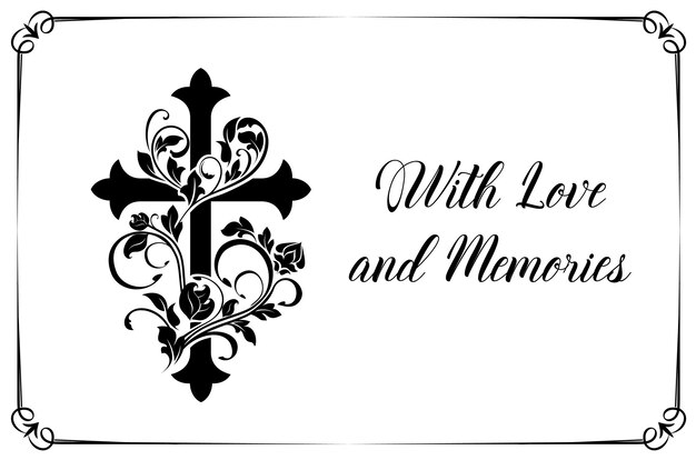 Vecteur carte de vecteur funéraire avec croix et ornement floral