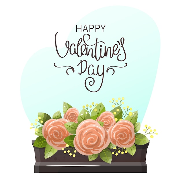 Vecteur carte de vecteur happy valentine's day happy valentines day lettrage sur fond blanc