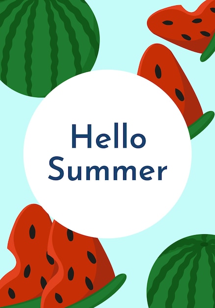 Vecteur carte de vecteur avec des pastèques image de fruits sur le thème de la bannière d'été avec des baies fraîches juteuses