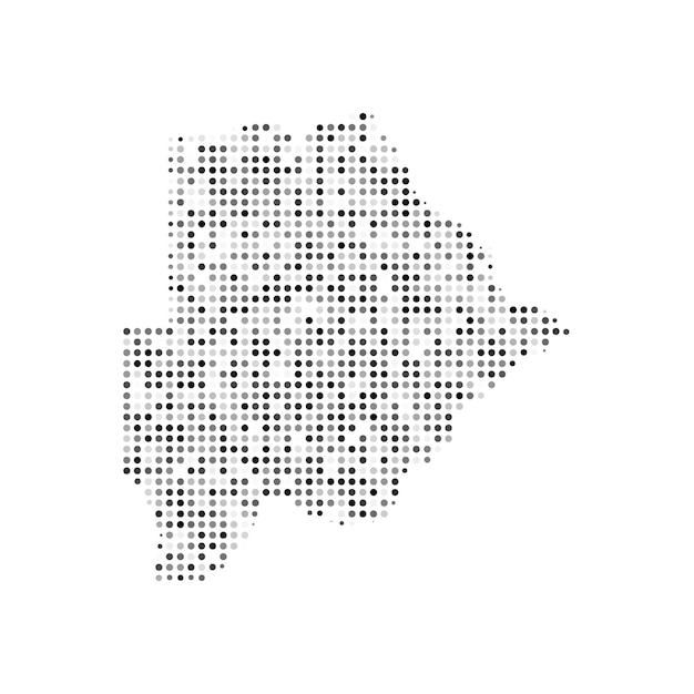 Carte vectorielle abstraite en pointillé noir et blanc avec effet de demi-teinte du Botswana Pays carte illustration vectorielle de conception numérique en pointillé