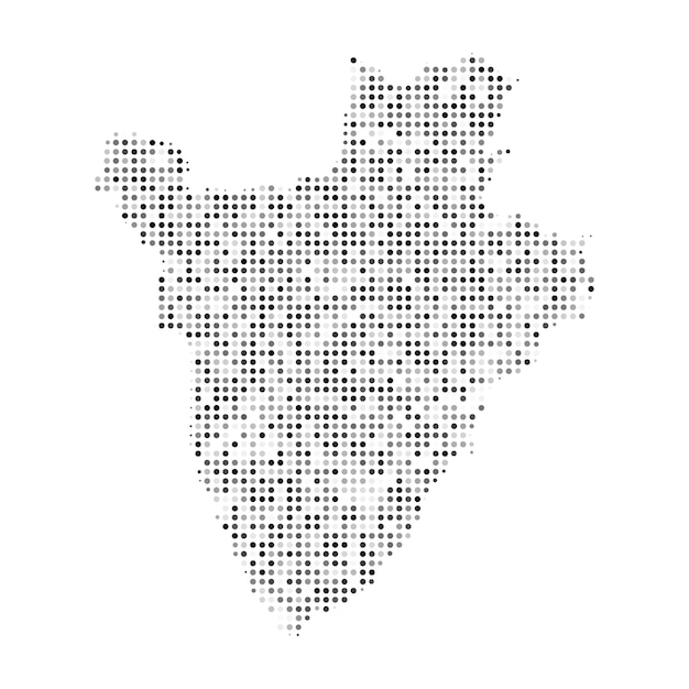 Carte vectorielle abstraite en pointillé noir et blanc effet demi-teinte du Burundi Carte du pays Illustration vectorielle en pointillé numérique