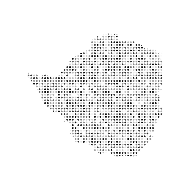 Carte vectorielle abstraite en pointillé noir et blanc avec effet de demi-teinte du Zimbabwe Carte du pays Illustration vectorielle en pointillé numérique