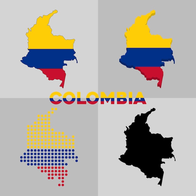 Carte Vectorielle De La Colombie. Frontières Et Drapeau Du Pays Colombien. Vecteur