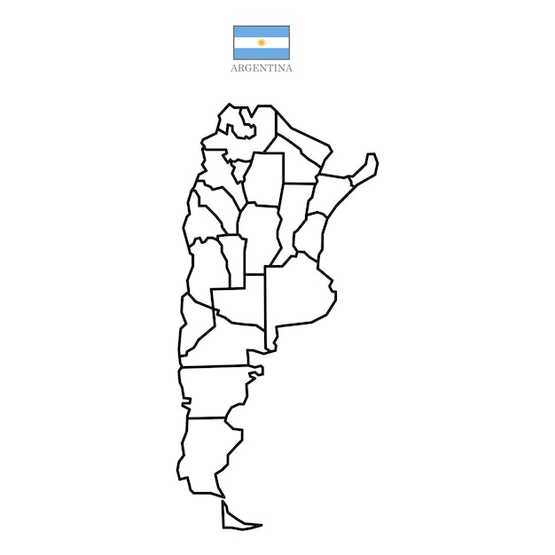 Carte Vectorielle De Contour De L'argentine Avec Drapeau D'état En Couleur Carte De Fond Eps 10