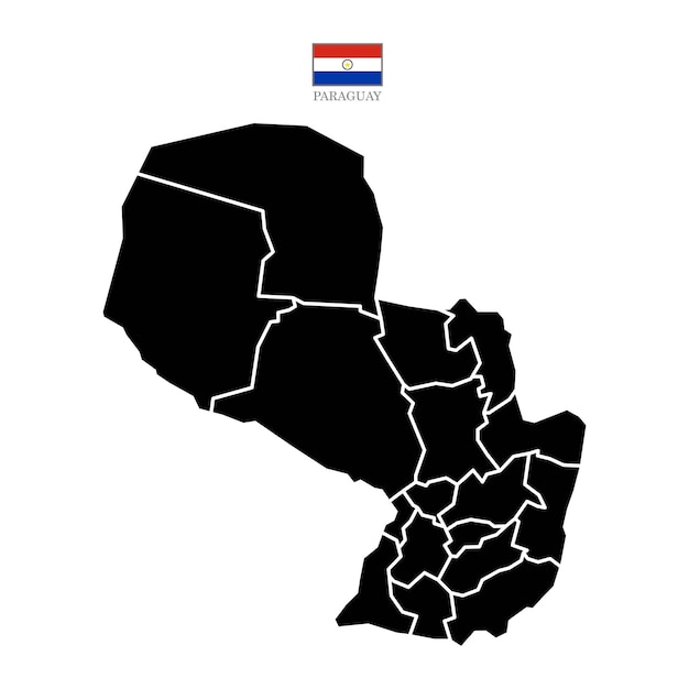 Vecteur carte vectorielle de contour du paraguay avec drapeau noir et blanc de l'état en couleur carte de fond eps 10