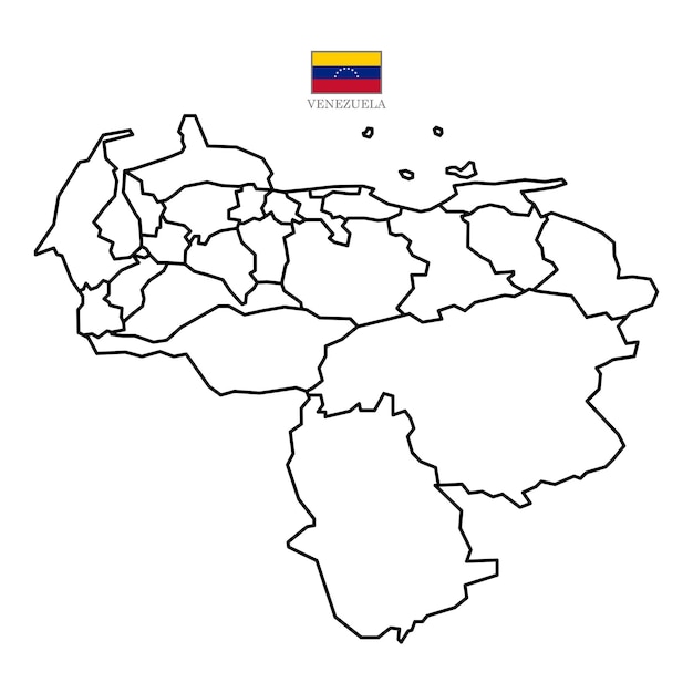 Vecteur carte vectorielle de contour du venezuela avec drapeau d'état en couleur carte de fond eps 10