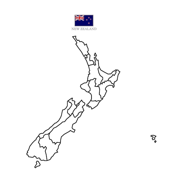 Vecteur carte vectorielle de contour de nouvelle-zélande avec drapeau d'état en couleur carte de fond eps 10