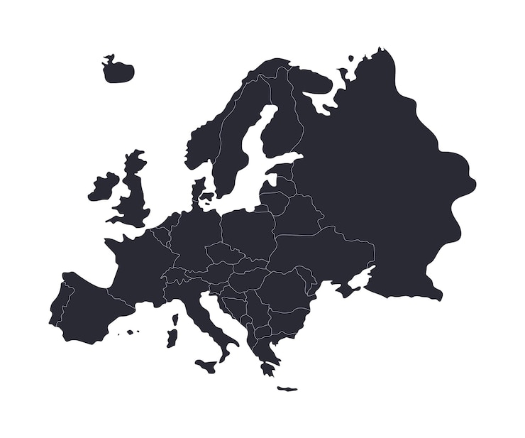 Vecteur carte vectorielle détaillée de l'europe avec frontières nationales