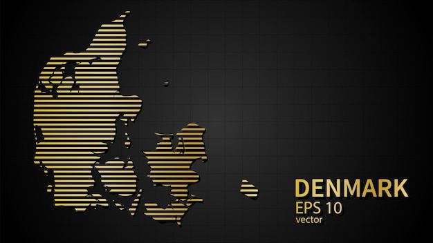 Vecteur carte vectorielle dorée du danemark, arrière-plan ou page de couverture de site web moderne et futuriste