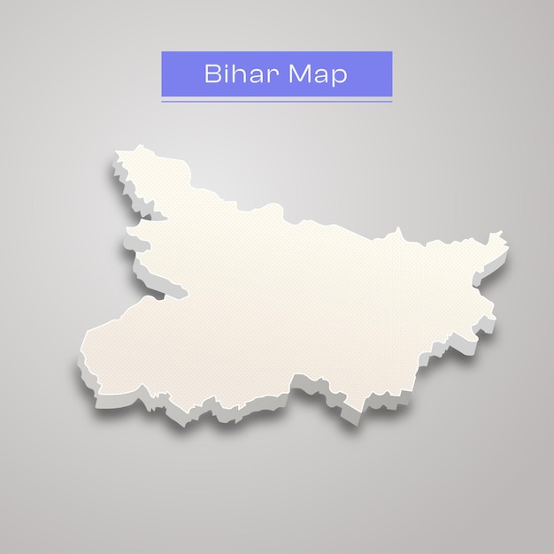 Vecteur carte vectorielle du bihar en 3d de l'état indien
