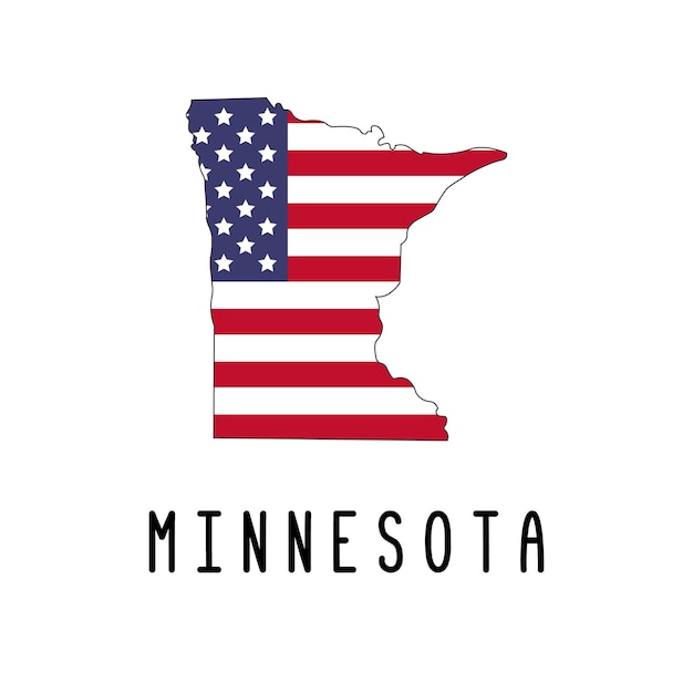 Carte Vectorielle Du Minnesota Peinte Aux Couleurs Du Drapeau Américain Silhouette Ou Frontières De L'état Des états-unis