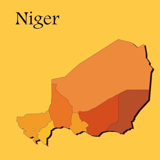 Carte vectorielle du Niger avec des lignes de régions et de villes et toutes les régions complètes