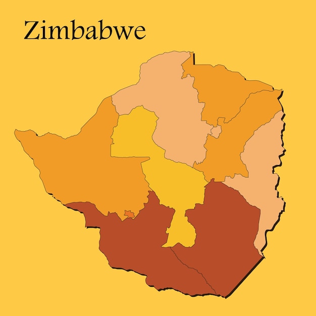 Vecteur carte vectorielle du zimbabwe avec des lignes de régions et de villes et toutes les régions complètes