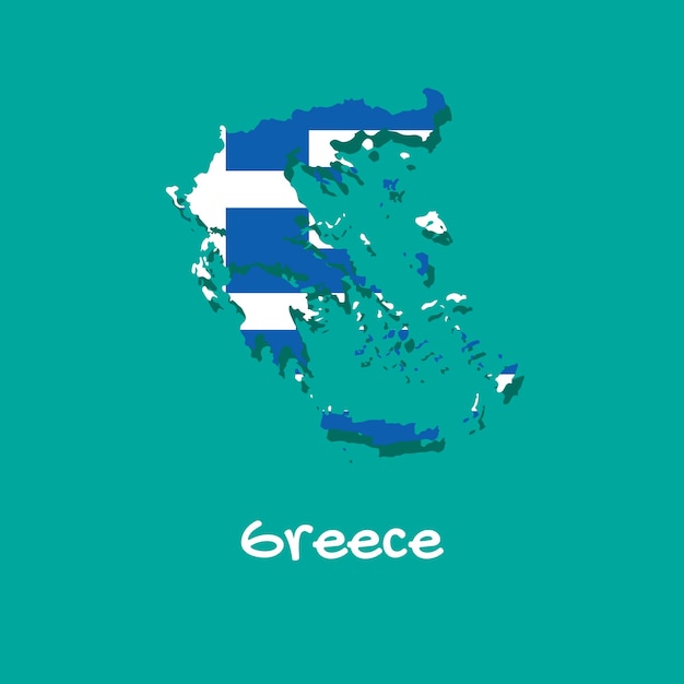 Carte vectorielle de la Grèce peinte aux couleurs du drapeau Les frontières du pays avec ombre Isolé