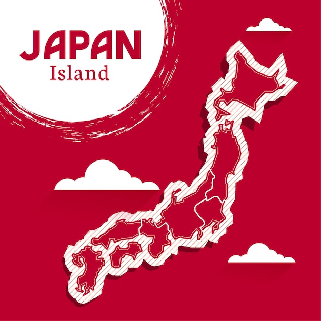 Carte Vectorielle De L'île Du Japon En Noir Et Blanc Illustration Détaillée élevée Le Japon Est Un Pays D'asie