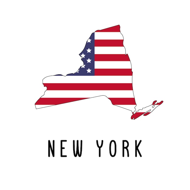 Carte Vectorielle De New York Peinte Aux Couleurs Du Drapeau Américain Silhouette Ou Frontières De L'état Des états-unis