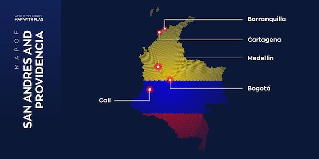 Vecteur carte vectorielle de san andres et providencia avec capitale et grandes villes