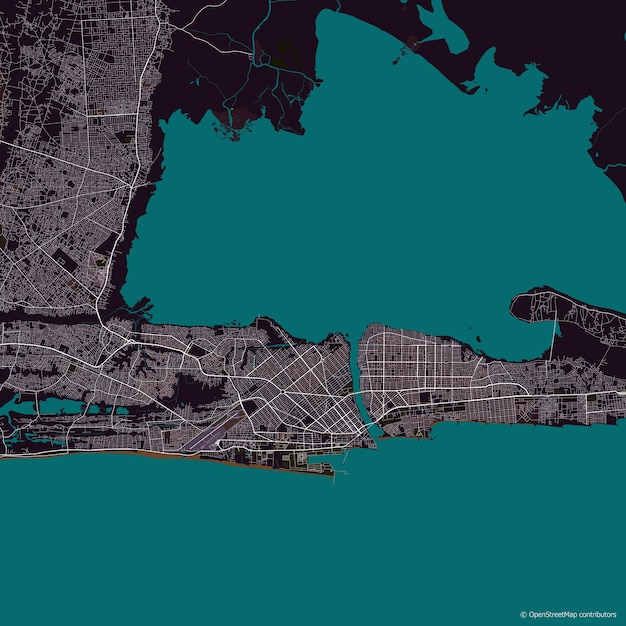 Carte vectorielle de la ville de Cotonou au Bénin