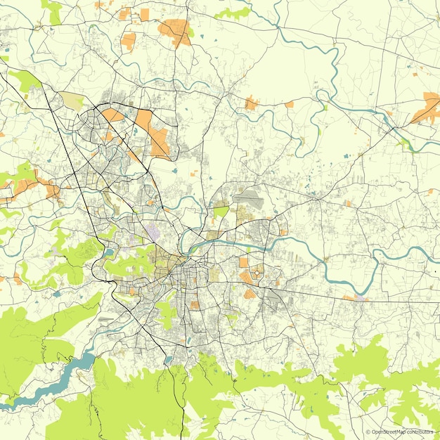 Carte vectorielle de la ville de Pune, dans le Maharashtra, en Inde