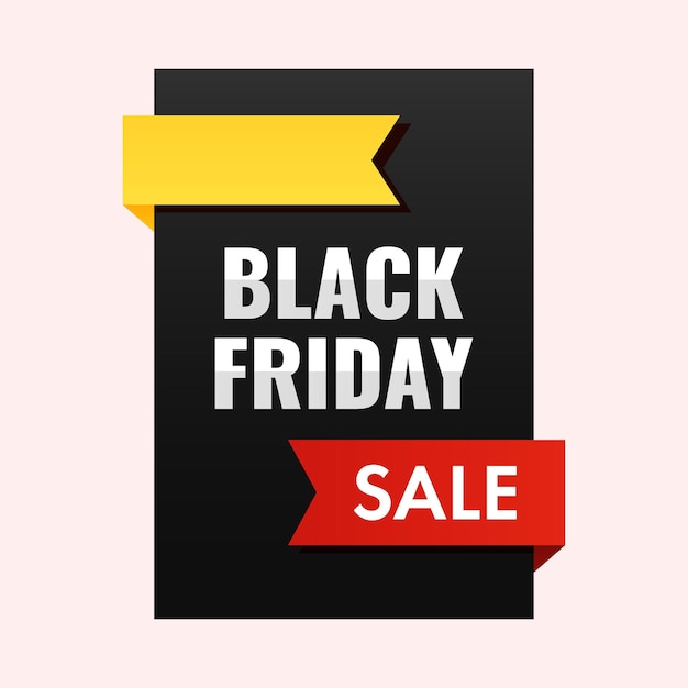 Carte de vente Black Friday avec ruban sur fond rose