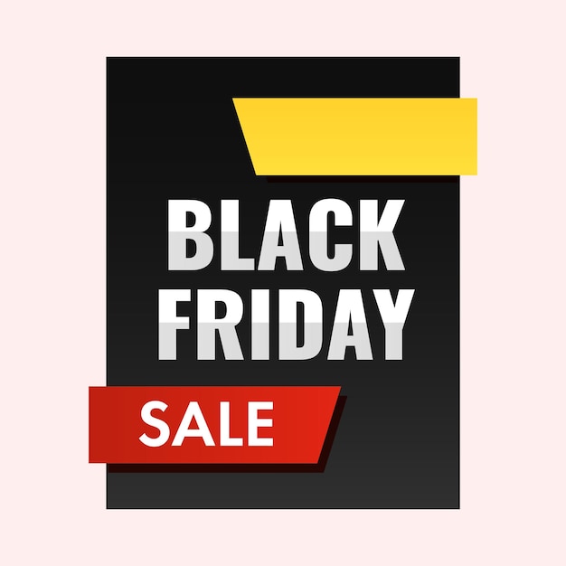 Carte de vente Black Friday avec ruban sur fond rose