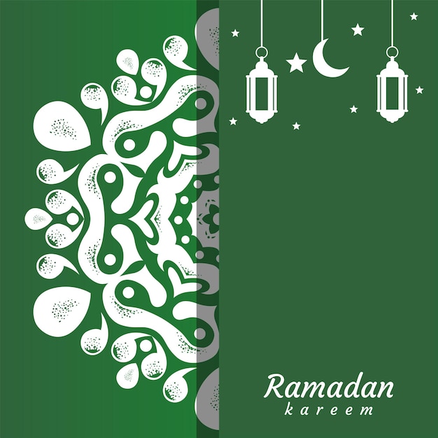 Une carte verte et blanche avec un design ramadan.