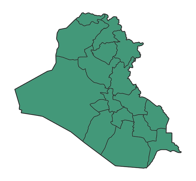 Carte verte simple de l'Irak avec illustration vectorielle du contour des frontières des États