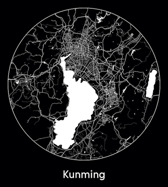 Vecteur carte de la ville asie chine kunming illustration vectorielle