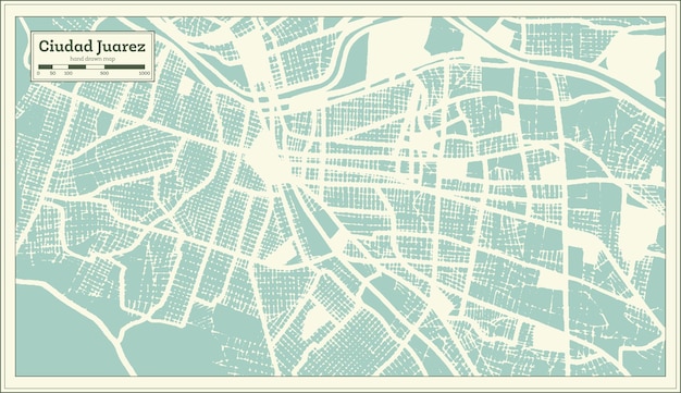 Carte de la ville de Ciudad Juarez Mexico dans un style rétro