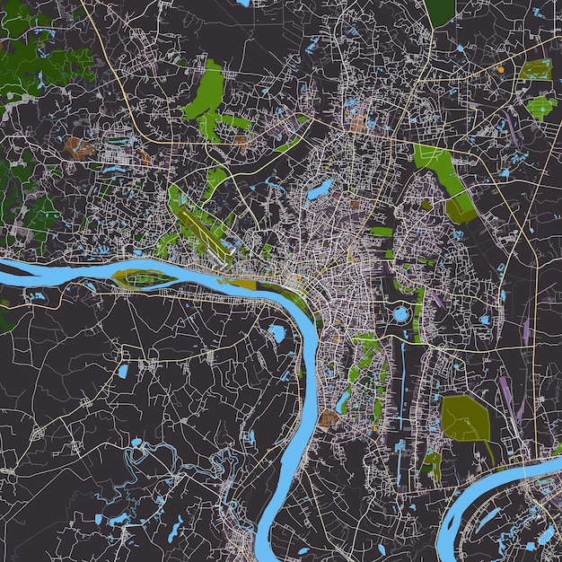 Vecteur carte de la ville de vientiane au laos