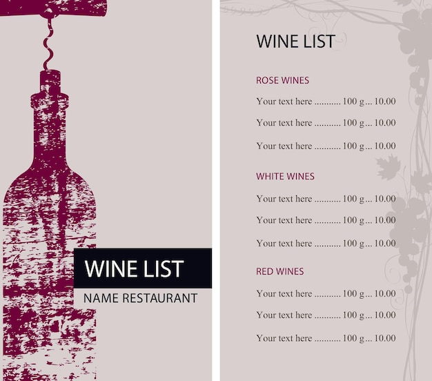 Vecteur carte des vins