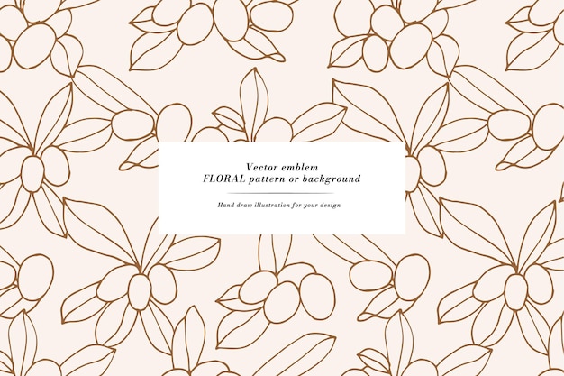 Vecteur carte vintage avec des branches de shea couronne de fleurs cadre de fleur pour boutique de fleurs avec des dessins d'étiquette carte de vœux florale d'été arrière-plan de fleurs pour l'emballage de cosmétiques