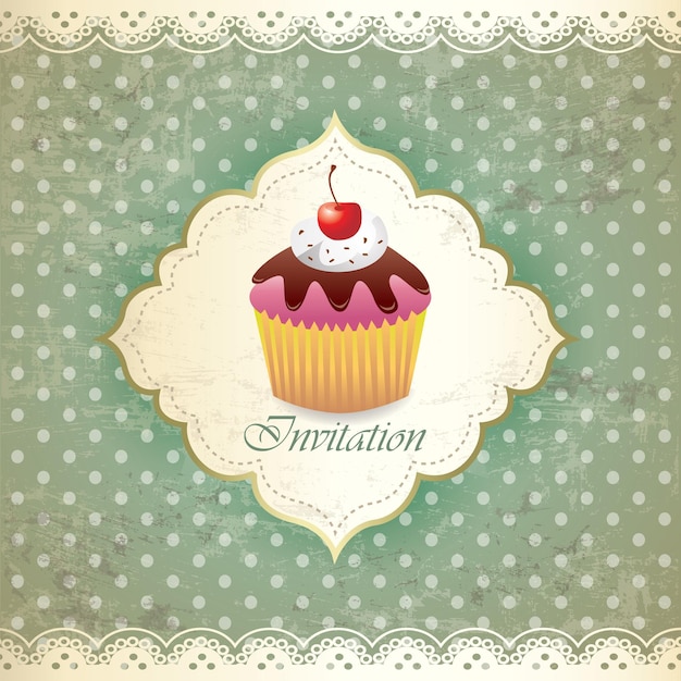 Vecteur carte vintage avec cupcake illustration vectorielle