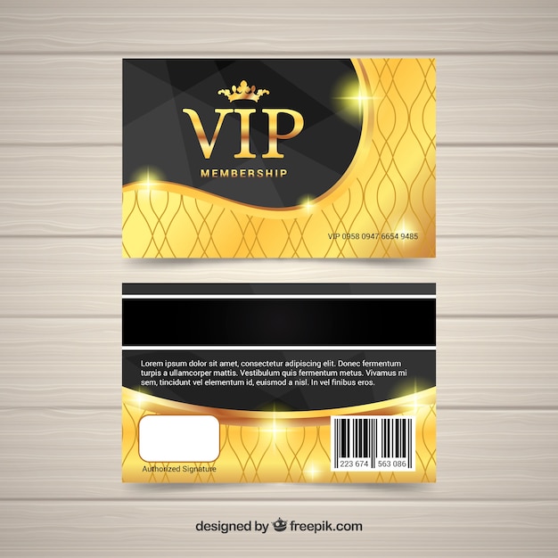 Vecteur carte vip avec design doré