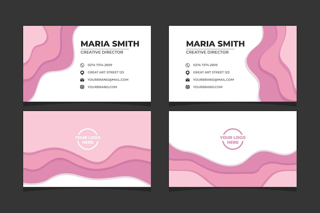 Vecteur carte de visite abstraite papercut en couleur rose