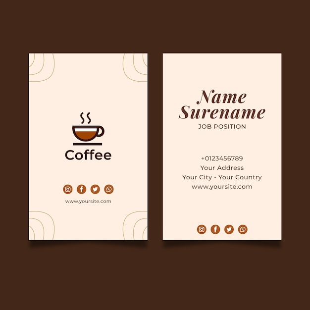 Carte de visite de café de qualité supérieure verticale