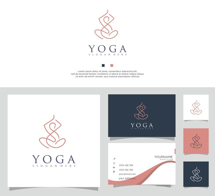 Vecteur carte de visite de conception de beauté de symbole de ligne de logo de yoga de méditation