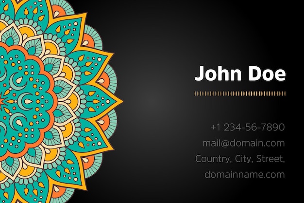 Carte De Visite Avec Design Mandala En Or