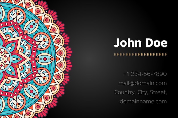 Carte De Visite Avec Design Mandala En Or