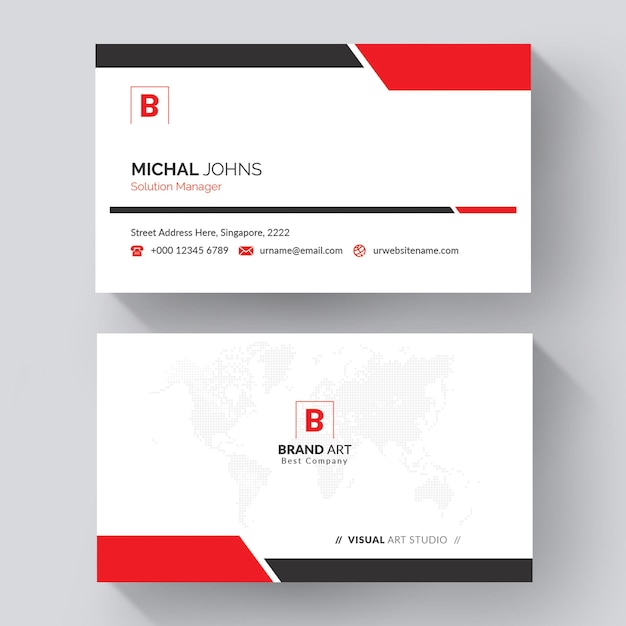 Carte de visite avec détails rouges