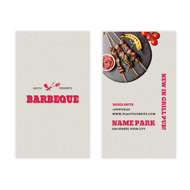 Carte De Visite Double Face Verticale Barbecue