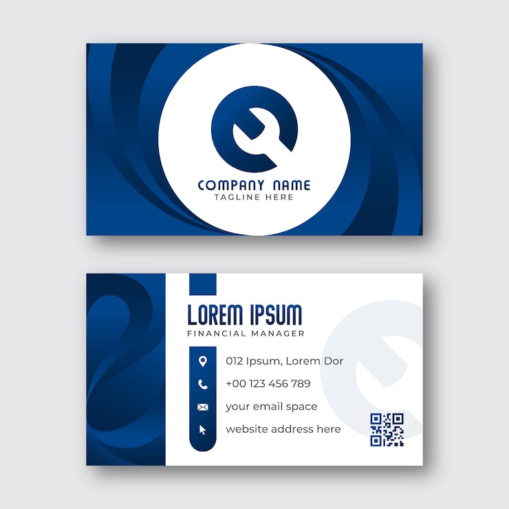 Vecteur une carte de visite d'entreprise bleue moderne