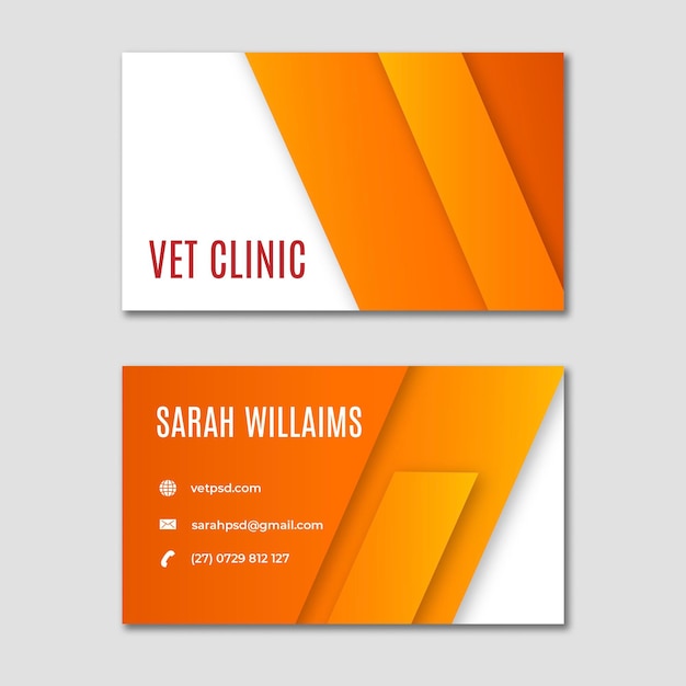 Vecteur carte de visite horizontale de clinique vétérinaire pour animaux de compagnie en bonne santé