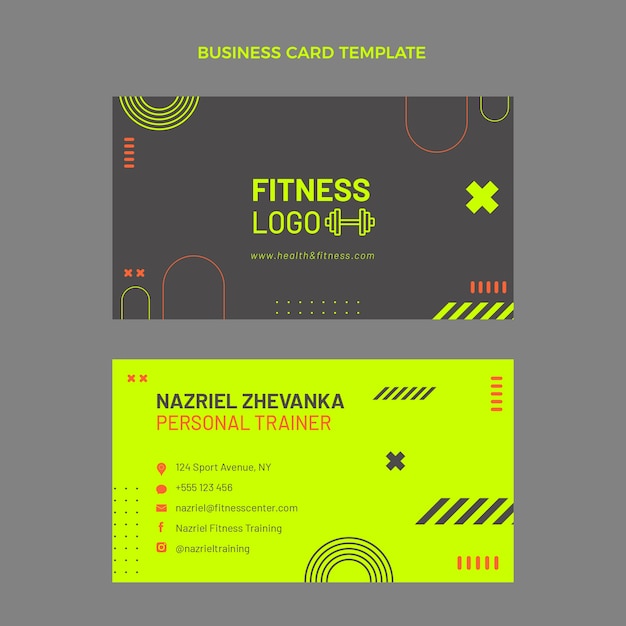 Vecteur carte de visite horizontale de fitness design plat