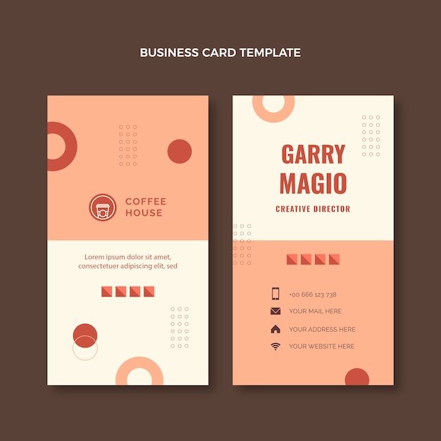 Carte de visite minimaliste de café design plat
