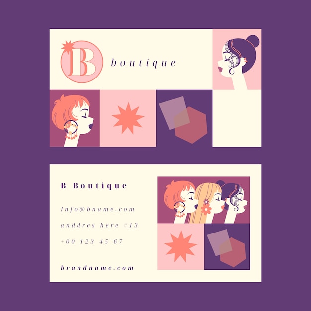 Carte De Visite De Modèle De Boutique Minimal Design Plat