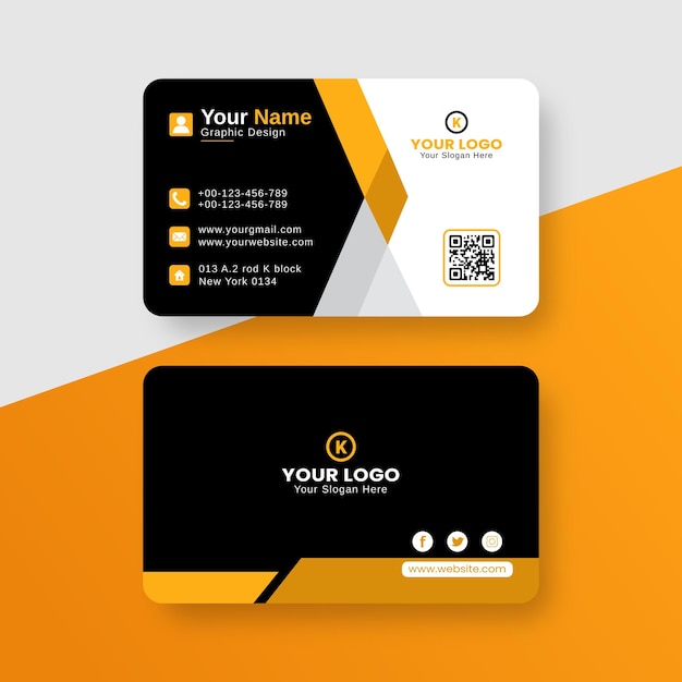 une carte de visite orange et noire avec un logo orange dessus